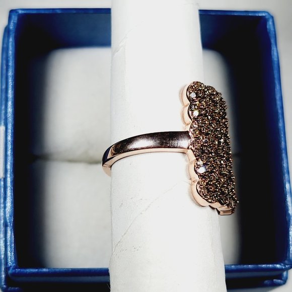 Natural Champagne Diamond ring in 14k Rose Gold & Rhodium/925 SS 1.00ct sz 6 - Picture 4 of 5